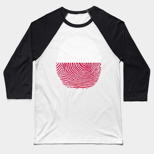 Poland country flag finger print Baseball T-Shirt by HawaiPlus